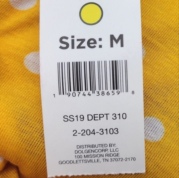 Bobbie Brooks Top Yellow White Polka Dots Lace Accents Open Back Sz M NWT - Picture 9 of 12